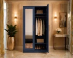 Modern Blue 2 Door Wardrobe with Dual Full-Length Mirrors -Elegant 2 Door Mirrored Wardrobe - Image 4
