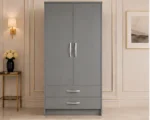 Two Door Wardrobe with Bottom Drawers with grey colors wardrobe
