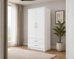 Home Furniture 2 Door Wardrobe with- White colors wardrobe - Luxury Double Door Bedroom Wardrobe - Image 3