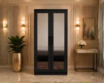 Modern Black 2 Door Wardrobe with Dual Full-Length Mirrors