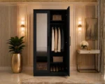 Modern Black 2 Door Wardrobe with Dual Full-Length Mirrors - Image 4
