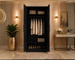 Modern Black 2 Door Wardrobe with Dual Full-Length Mirrors - Image 5