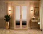 Modern 2 Door Wardrobe with Dual Full-Length Mirrors - Two Door Wardrobe with 2 Mirrors