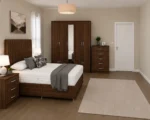 Designer  Double Bed Furniture Set – Five Door Wardrobe with Four Bottom Drawers – Complete Bedroom Collection - Image 4