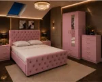 Contemporary Bedroom Suite - Double Bed - 2 Door Mirror Wardrobe With Bottom Drawer - Five Drawer Chest - Bedside Table Pair - Image 3