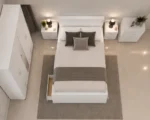 Complete Luxury Bedroom Collection – Double Bed, 5 Door Full Length Mirror Wardrobe, Chest of Five Drawers & Matching Bed Side Tables - Image 4