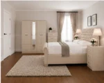Complete Bedroom Furniture Collection – Double Bed, 5 Door Wardrobe with Full Length Mirror, Chest of Five Drawers & Matching Bed Side Tables - Image 3