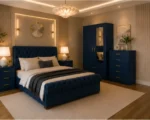 King Size Bed Furniture Set - Two Door Mirror Wardrobe With Bottom Drawer - Chest of Five Drawers - Two Bedside Tables - Image 4