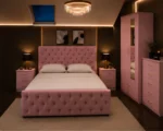Contemporary Bedroom Suite - Double Bed - 2 Door Mirror Wardrobe With Bottom Drawer - Five Drawer Chest - Bedside Table Pair - Image 4