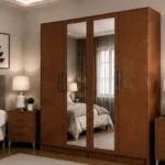Modern Mirror Front 4 Door Wardrobe - Premium Quality 4 Door Wardrobe with 2 Mirrors