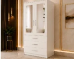 Modern Two Door Wardrobe with Three Drawers & Dual Mirrors - Image 3