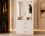 Modern Two Door Wardrobe with Three Drawers & Dual Mirrors - Image 4