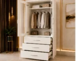 Modern Two Door Wardrobe with Three Drawers & Dual Mirrors - Image 5
