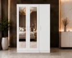 White 3 Door Mirrored Wardrobe - Modern Bedroom Storage Solution