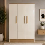 Stylish 3 Door Wardrobe with Hanging Space and Shelves - Premium 3 Door Wooden Wardrobe