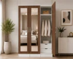 Modern 3 Door Mirrored Wardrobe – Wooden Bedroom Storage Cabinet - Image 3