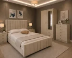 Complete King Size Bed Furniture Package - two Door Wardrobe With two Drawer - Chest of Five Drawers With Two Bed Side Table - Image 5