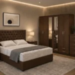 Complete King Size Bedroom Package - Six Door Mirror Wardrobe - Five Drawer Chest - Two Bedside Tables