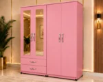Luxury pink 4 door Wardrobe with Dual Mirrors and 2 Drawers - Premium Organizer Wardrobe with 2 Drawers - Image 2