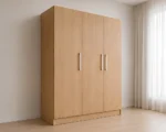 Premium Wooden 3 Door Oak Color Wardrobe - Spacious Hanging and Shelving Solution - Image 2