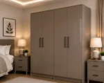 Modern Taupe 4 Door Wardrobe – Elegant Bedroom Storage Cabinet - Image 2
