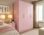 Modern Pink 4 Door Wardrobe – Stylish Bedroom Storage Cabinet - Image 3