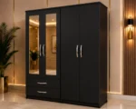 Elegant 4 Door Bedroom Wardrobe with Dual Mirrors - Premium 4 Door Storage Wardrobe with 2 Drawers - Image 2