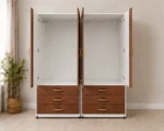 Modern 2 Door Wooden Wardrobe with 3 Drawers – Stylish Bedroom Storage - Image 3