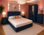 Luxury King Size Bed Set - Two Door Wardrobe With Mirror And Bottom Drawer - Chest of Five Drawers - Two Bedside Tables - Image 2
