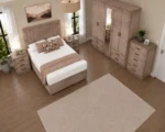 Designer Double Bed Furniture Set – Five Door Wardrobe with Four Bottom Drawers – Complete Bedroom Collection - Image 2