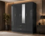 Royal Luxury 4 Door Wardrobe with 1 Mirror - Wardrobe with 2 Drawers - Image 5