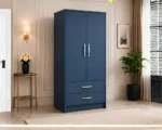 SpaceSaver Two Door Wardrobe with Drawers - Contemporary Two Door Wardrobe Cabinet - Image 3