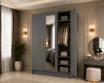 Modern 3 Door Wardrobe Storage Cabinet for Bedroom - Luxury 3 Door Mirror Wardrobe - Image 4