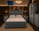 Stylish Home Furniture Set - King Size Bed - Two Door Mirror Wardrobe - Five Drawer Chest - Matching Bedside Tables - Image 2