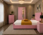 Luxury Bedroom Storage Set - King Bed - 2 Door Mirror Wardrobe - Chest of Five Drawers - Bedside Table Pair - Image 4