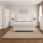 Premium Home Bedroom Collection – Double Bed, 5 Door Wardrobe with Full Length Mirror & Chest of Five Drawers