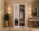Modern White 2 Door Wardrobe with Dual Full-Length Mirrors - Elegant Double Door Wardrobe with Storage Drawers - Image 3