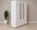 Stylish Storage white Wardrobe with 4 Doors, 4 Drawers and 2 Mirrors - Premium 4 Door Bedroom Wardrobe with 4 Bottom Drawers - Image 2