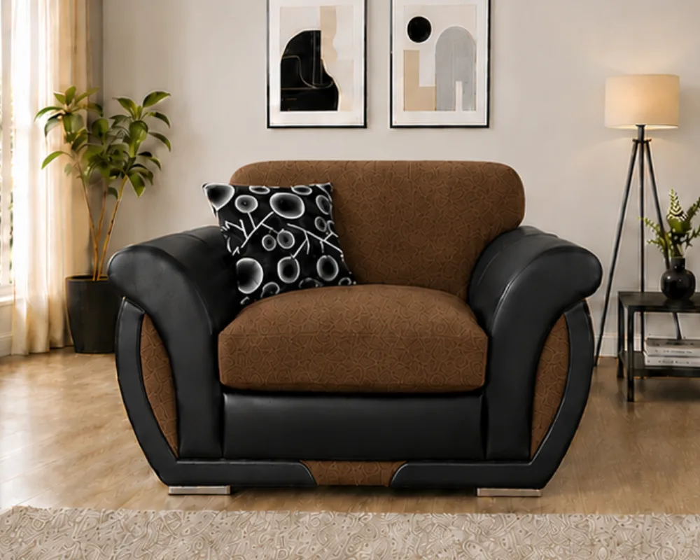 Shannon Fabric 1 Seater Sofa – Cozy Home Lounge Furniture Shannon One Seater Brown Sofa - Stylish Shannon Living Room Chair - Image 1