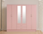 Premium 6 Door Wardrobe with 2 Mirror and 2 Storage Drawers - 6 Door Wardrobe with Mirrors
