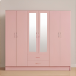Premium 6 Door Wardrobe with 2 Mirror and 2 Storage Drawers - 6 Door Wardrobe with Mirrors