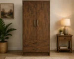 Luxury Double Door Bedroom Wardrobe - Contemporary Two Door Wardrobe Cabinet - Deluxe 2 Door Wardrobe with 2 Drawers