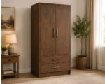 Luxury Double Door Bedroom Wardrobe - Contemporary Two Door Wardrobe Cabinet - Deluxe 2 Door Wardrobe with 2 Drawers - Image 3