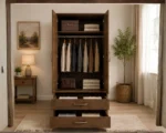 Luxury Double Door Bedroom Wardrobe - Contemporary Two Door Wardrobe Cabinet - Deluxe 2 Door Wardrobe with 2 Drawers - Image 5