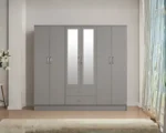 6 Door Wardrobe with 2 Mirrors and 2 Drawers - Premium Storage 6 Door Wardrobe