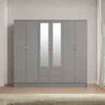 6 Door Wardrobe with 2 Mirrors and 2 Drawers - Premium Storage 6 Door Wardrobe