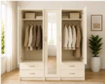 Elegant 5 Door Wardrobe with Mirror | Spacious Hanging & Drawer Storage - Image 5