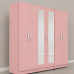 Modern 6 Door Wardrobe With Two Full Mirror - Stylish 6 Door Wardrobe