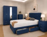 Premium Bedroom Collection – Double Bed, 5 Door Wardrobe with Full Length Mirror, Five Drawer Chest & Matching Bed Side Tables - Image 3