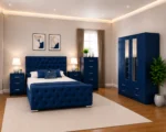 Luxury Bedroom Interior Furniture Package With Four Door Wardrobe With Two Mirror - Chest of Five Drawers With Two Bed Side Table - Image 2